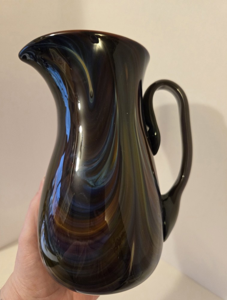 Hand Made Blown Art Glass Pitcher Signed