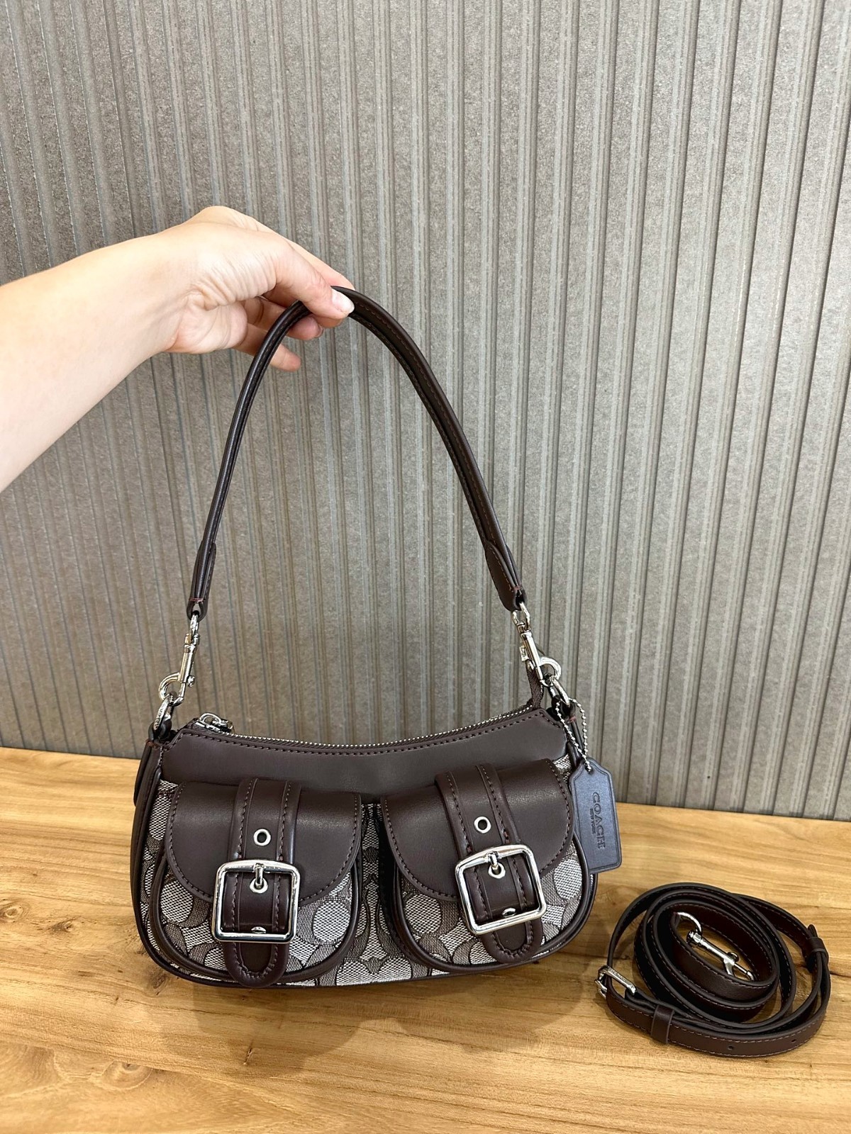 COACH CBJ00 Ashton Bag In Signature Jacquard Oak/Maple Outlet NEW Free shipping