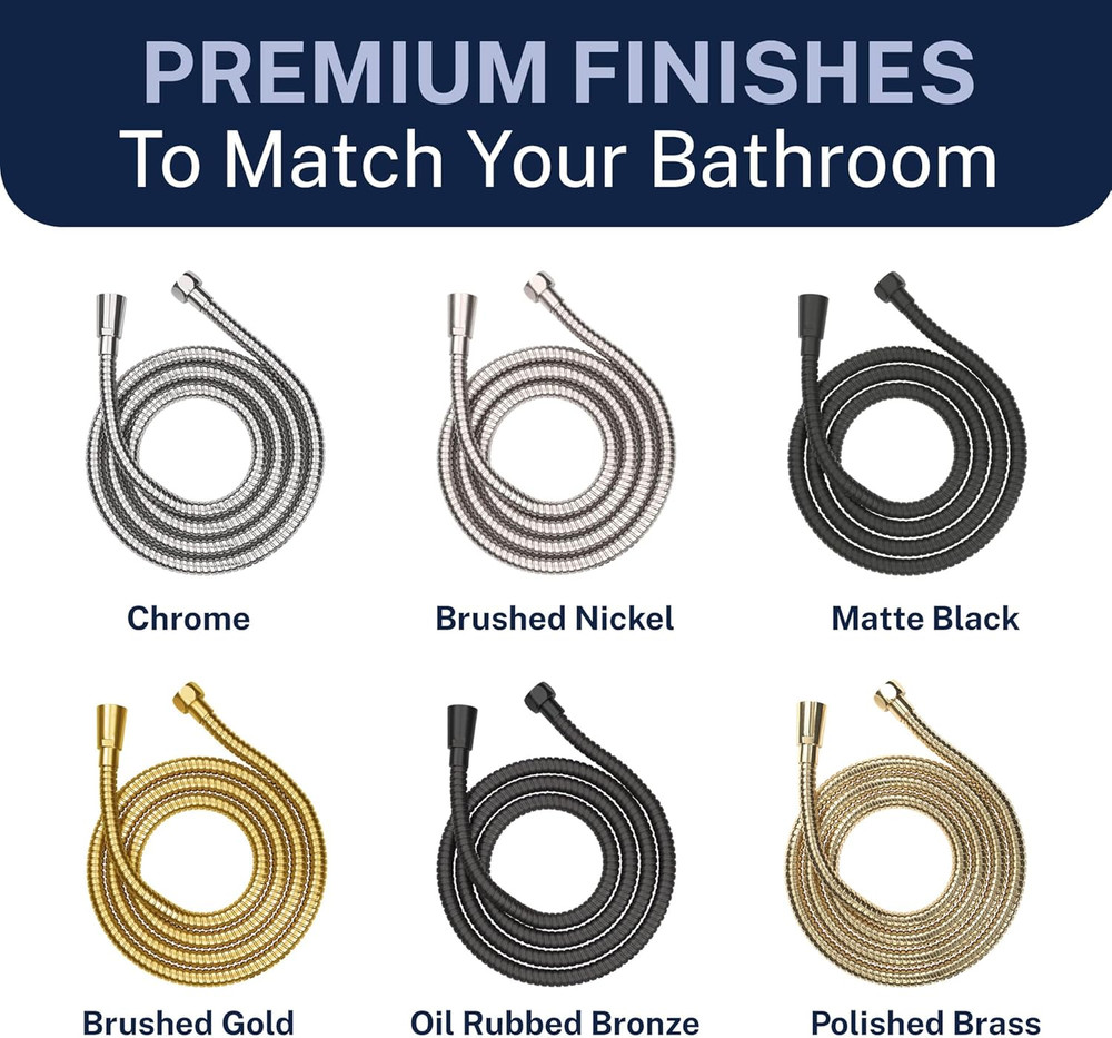 Solid Metal Shower Hose Attachment for Showerhead, Extra-Long 72-Inch Universal