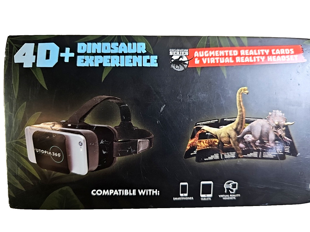 NEW 4D+ Dinosaur Experience Augmented Reality Cards + VR Virtual Reality Headset