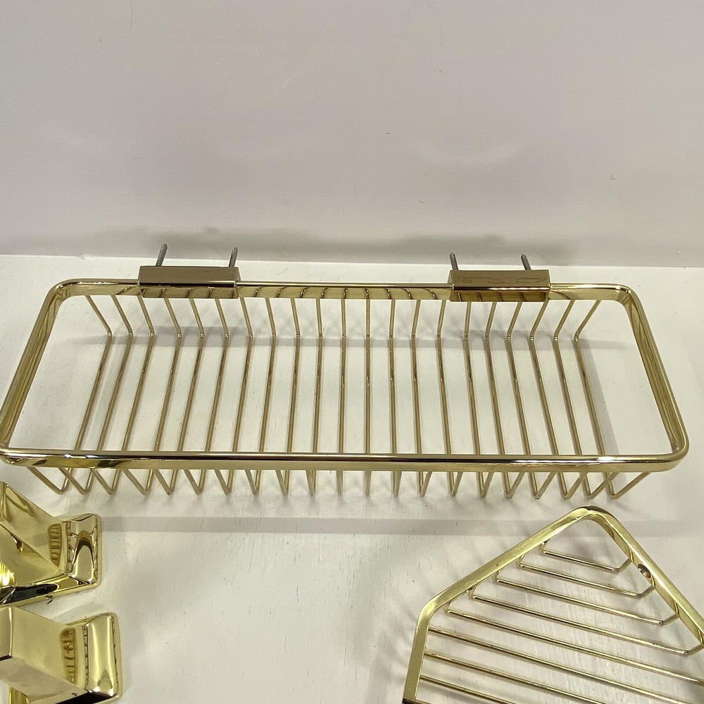 Deltana Solid Brass Wire Long / Corner Bath Shower Basket Set Bathroom Decor