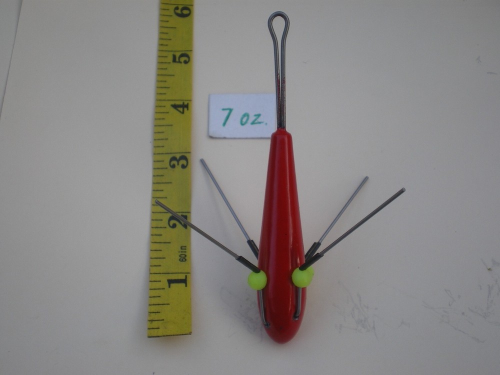 5 PCS. SPUTNIK STYLE SINKER, SURF WEIGHT, MUD WEIGHT, CLAW SINKER 7 OZ. RED