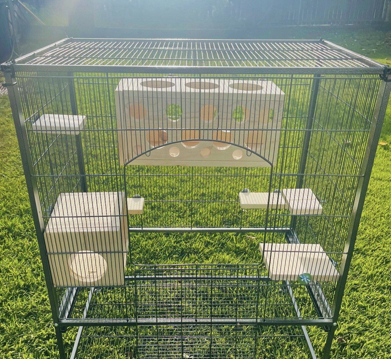 7 Set with Leap Through and Peekaboo Hiedouts & Pine Ledges for Chinchillas Rats