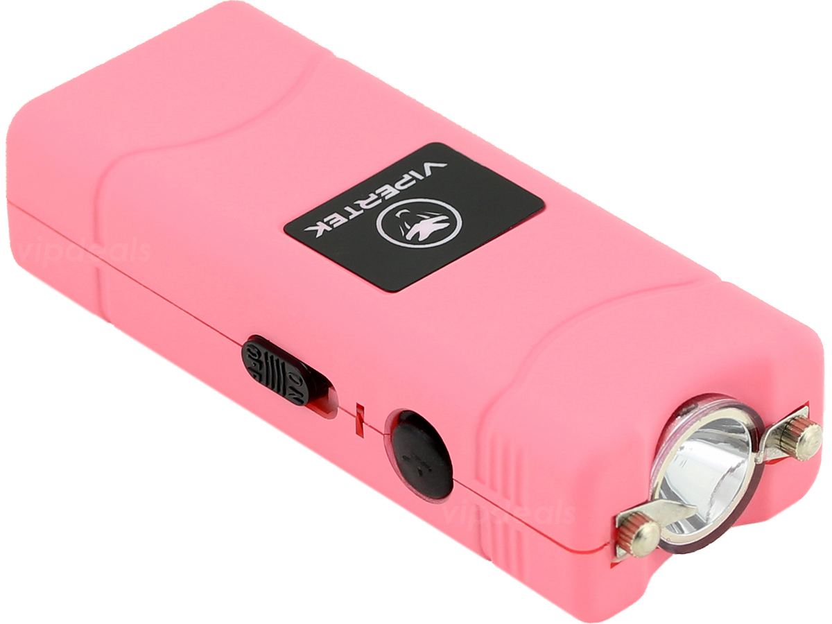 VIPERTEK Stun Gun Micro Mini PINK VTS-881 390 BV Rechargeable LED Flashlight