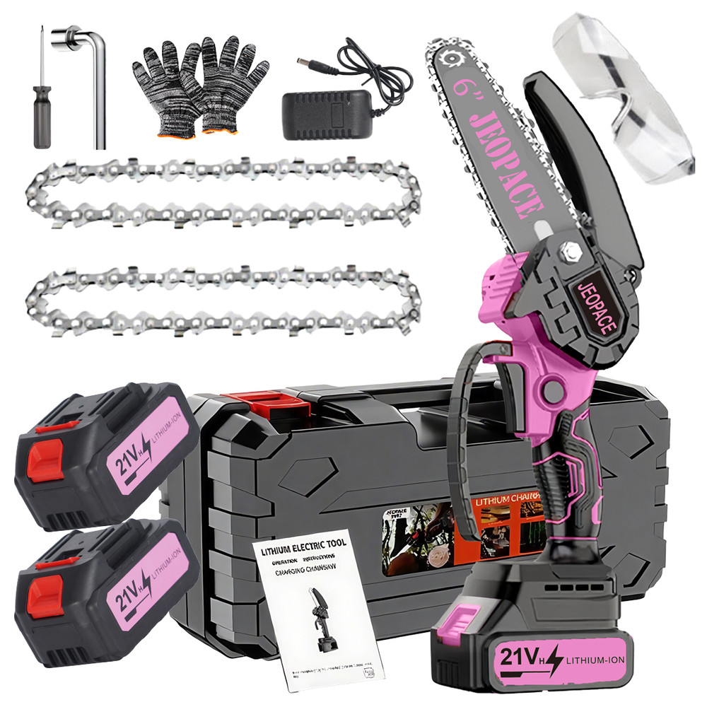 21V Cordless 6 Inch Mini Chainsaw, Handheld Electric Chainsaw for Tree Pruning