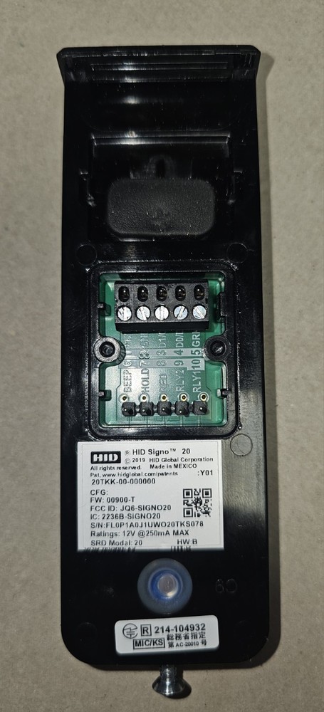 USED HID Signo 20 Reader Access Control Card Reader 20TKK-00-000000