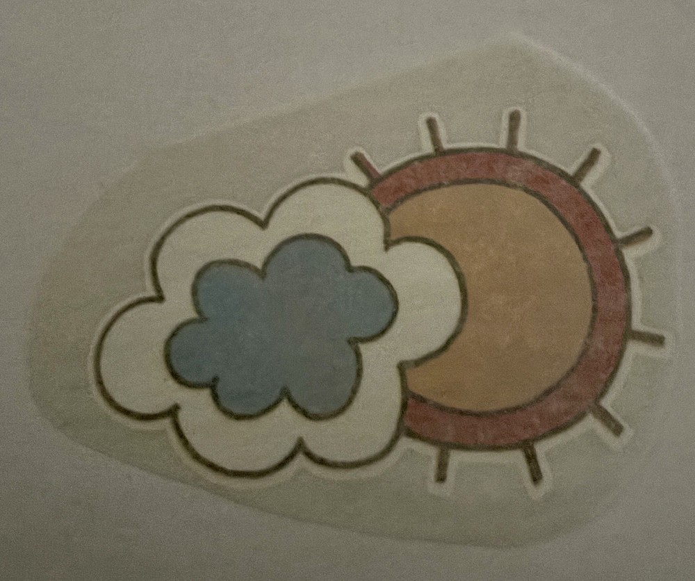 Original Vintage Sun Cloud Mini Iron On Transfer