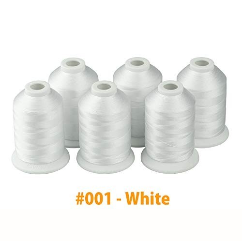 6 Spools White Polyester Machine Embroidery Thread 1000M for Home Sewing Machine