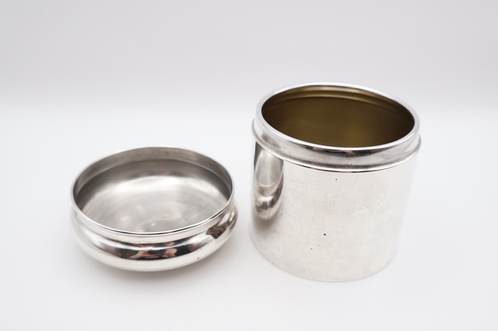 Antique Solid Silver Tea Caddy Jar Hallmarked Chester 1904