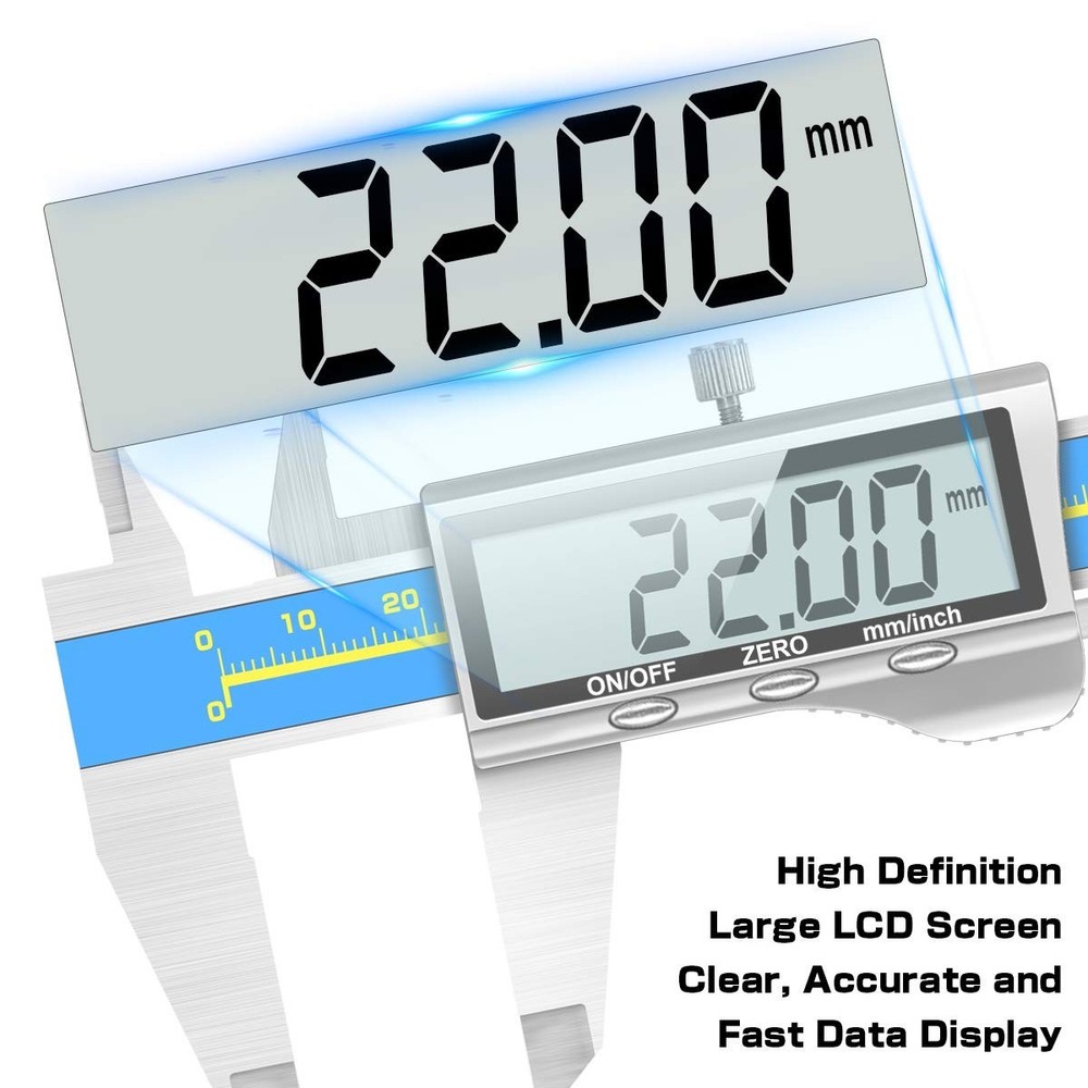 Durable Digital Measuring Tool - 6" Stainless Steel Caliper with Protective Case