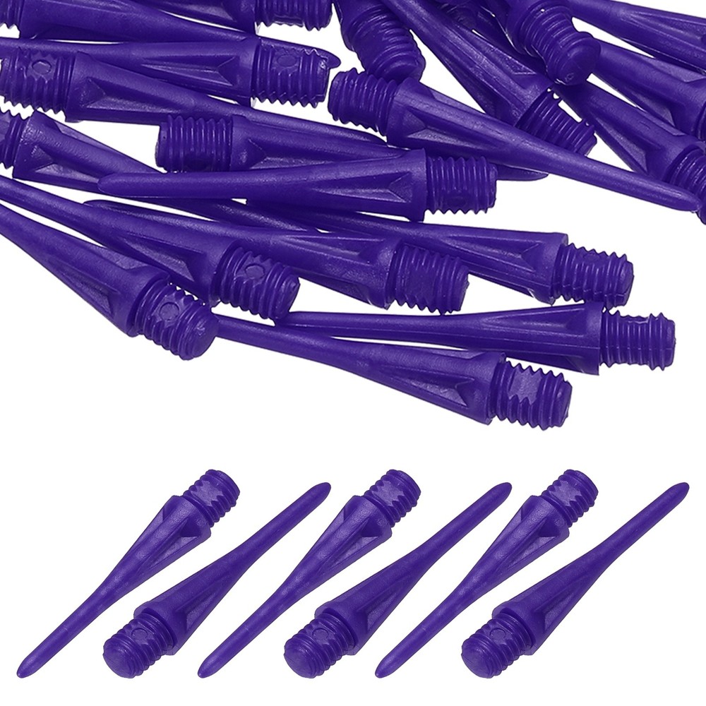 Plastic Dart Tips, 2BA Thread Soft Tip Dart Accessories 30 Pack & Purple
