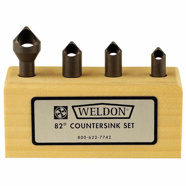 Weldon 99042-94-W 4 Pc 82° HSS Zero Flute Countersink & Deburring Tool Set