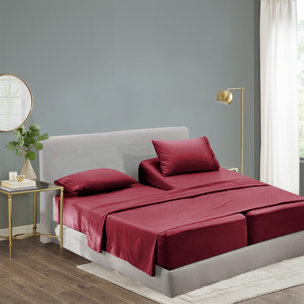 Split King Size Cool Bamboo Bedsheet Deep Pocket Bamboo Bed Sheet Sets 5 Pieces