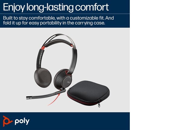 Poly Blackwire 5220 Stereo USB-C Headset +3.5mm Plug +USB-C/A Adapter