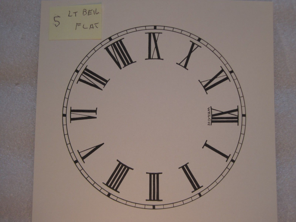 5 inch diameter,  Light beige, flat finish Paper Clock Dial