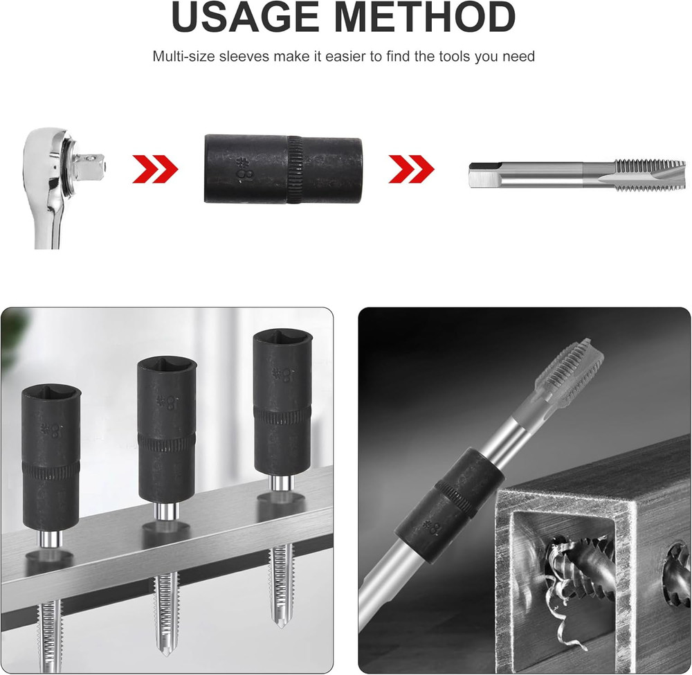 10-Piece Tap Holders Set 1/4"Dr 3/8"Dr Tap Socket Set Magnetic