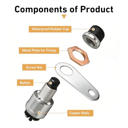 Push Button Starter Switch, 12V 50A Waterproof Car Engine Start Push Button,