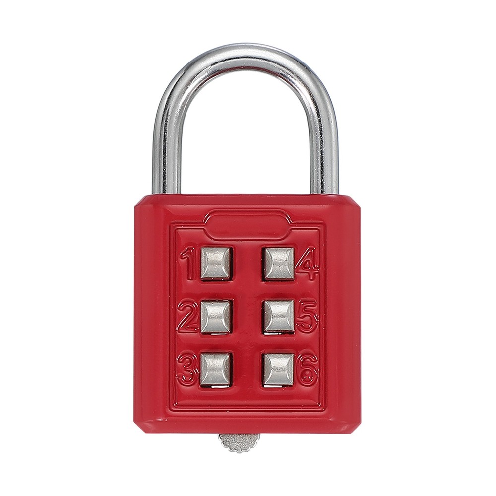 Push Button Combination Padlock 6-Digit 3-Position Lock Red