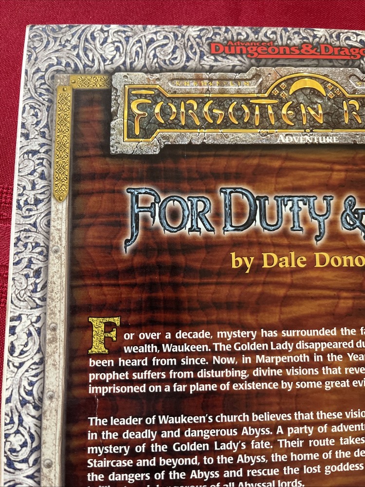 AD&D TSR Adventure Module “For Duty And Deity” 9574