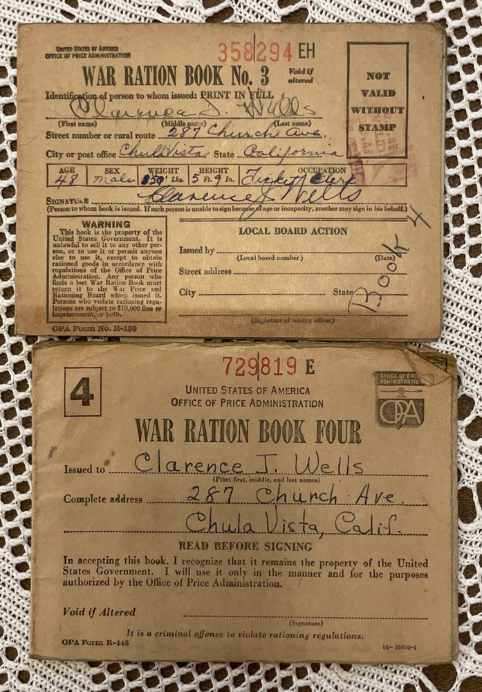 2 (book 3 &4) War Ration Books From WW2