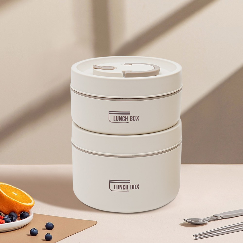2PCS Stackable Lunch Boxes Lunch Container Set Off-White Food Storage Container