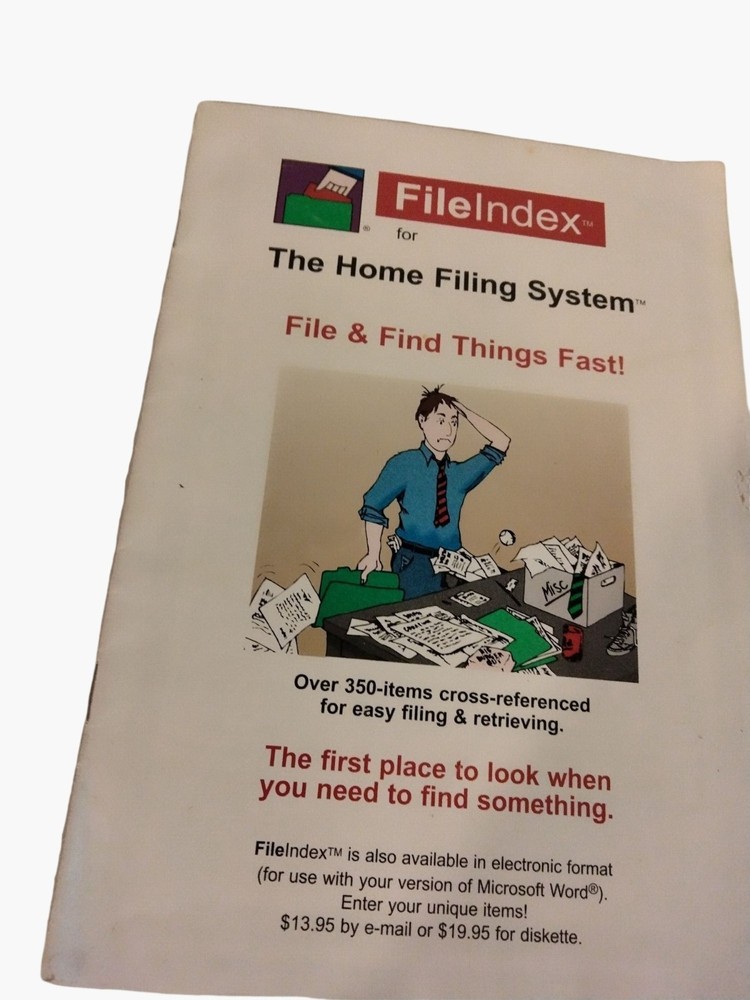 FileSolutions Home Small Office Filing System FileIndex Manuals