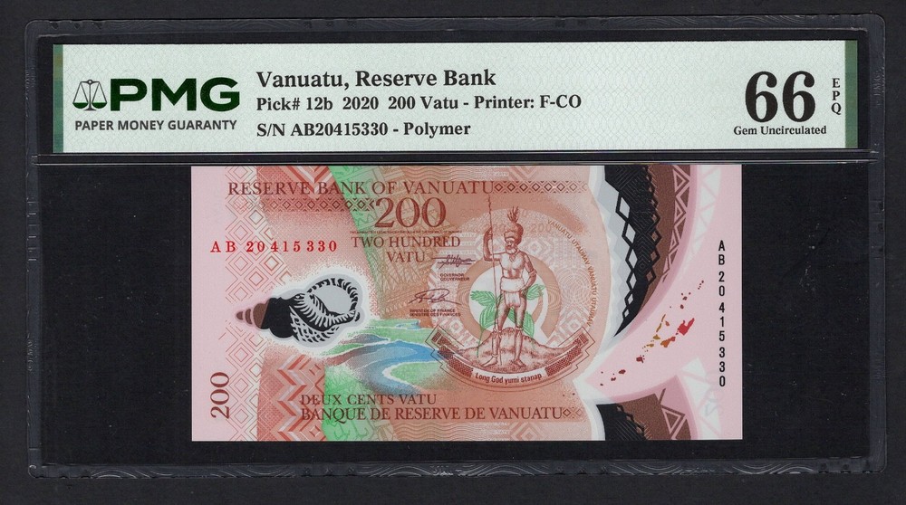 Vanuatu 200 Vatu 2020 P12b "Polymer" Uncirculated Grade 66