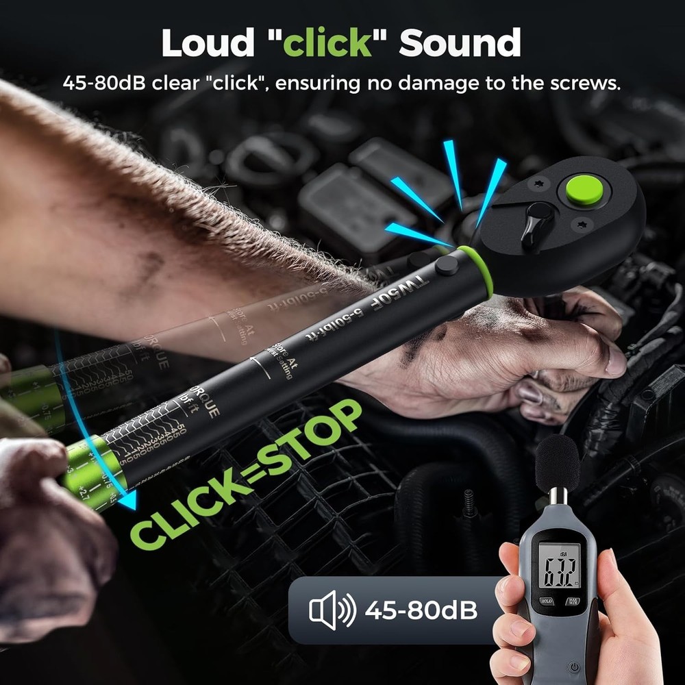 Professional 3/8-Inch Click Torque Wrench - Rust Resistant & Ergonomic Design