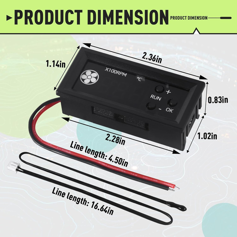 4-Wire PWM Fan Temperature Controller (12V 3A) Fan Speed Controller with 1 Black