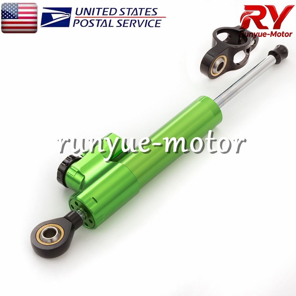 Adjustable Steering Damper Stabilizer Linear Control Universal Aluminum Green