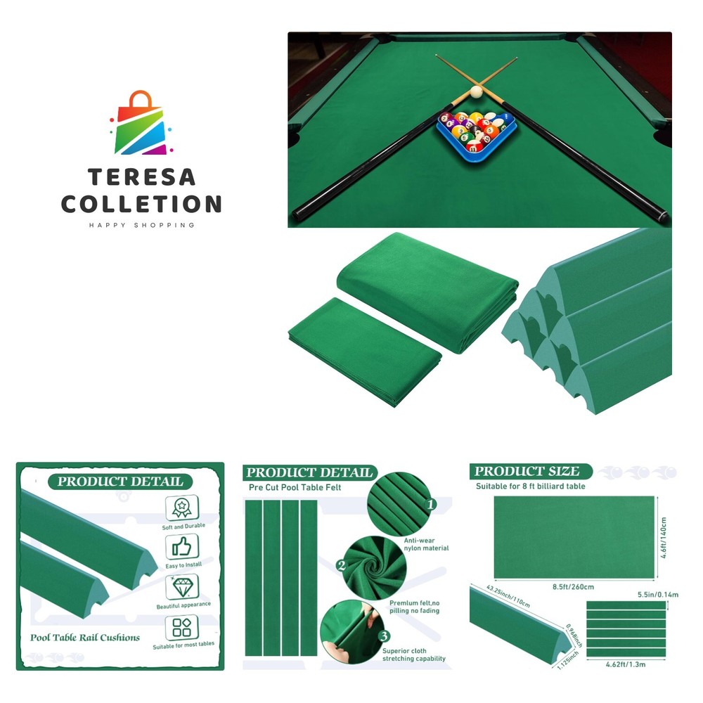 Billiard Cloth for 8 ft Pool Table Pre Cut Pool Table Felt Billiard Protector...