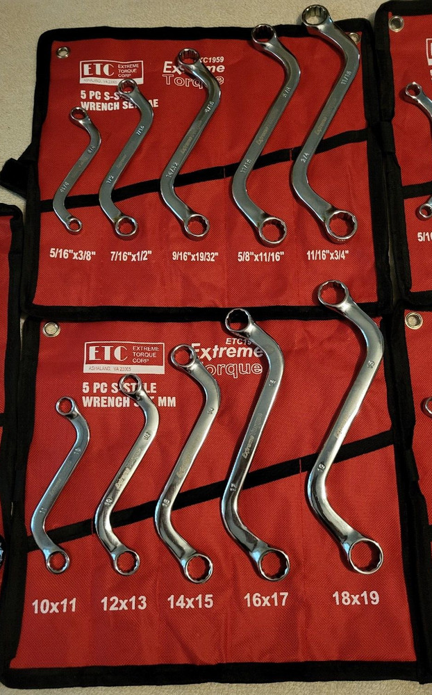 6 Wrench Set SAE Metric C Half Moon S Starter Obstruction Deep Double Box Offset