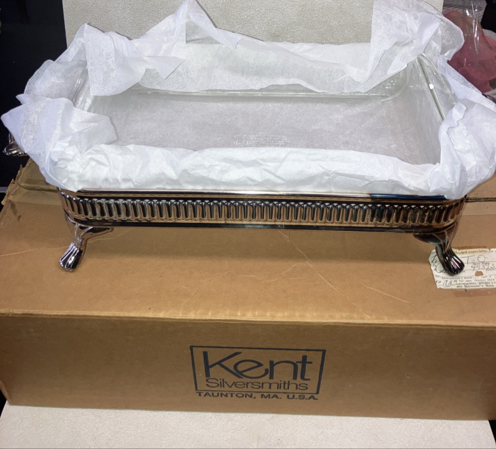 KENT Silversmith Taunton Serving Dish, Lidded With Pyrex Glass MM-39 (Brand New)