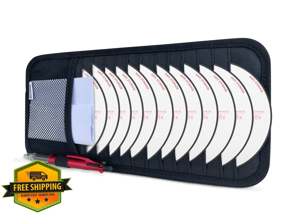 Fancy Mobility CD Case Holder Sun Visor Organizer 12 Discs Black