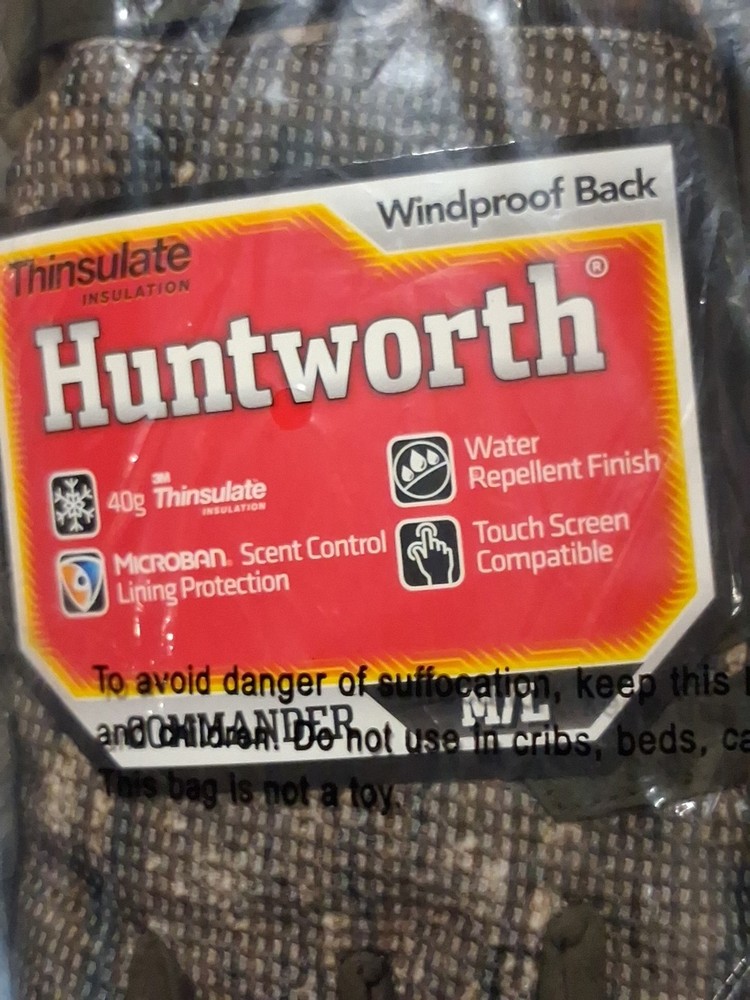 NWT HUNTWORTH Commander Thinsulate Windproof Water Repellent Camo Gloves ML
