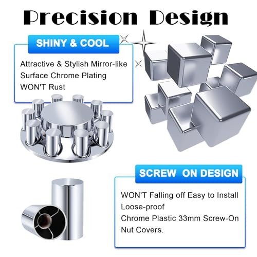 Front Axle Cover Kits ABS Chrome Plastic with 33mm Thread-on Flange Nut Front 2