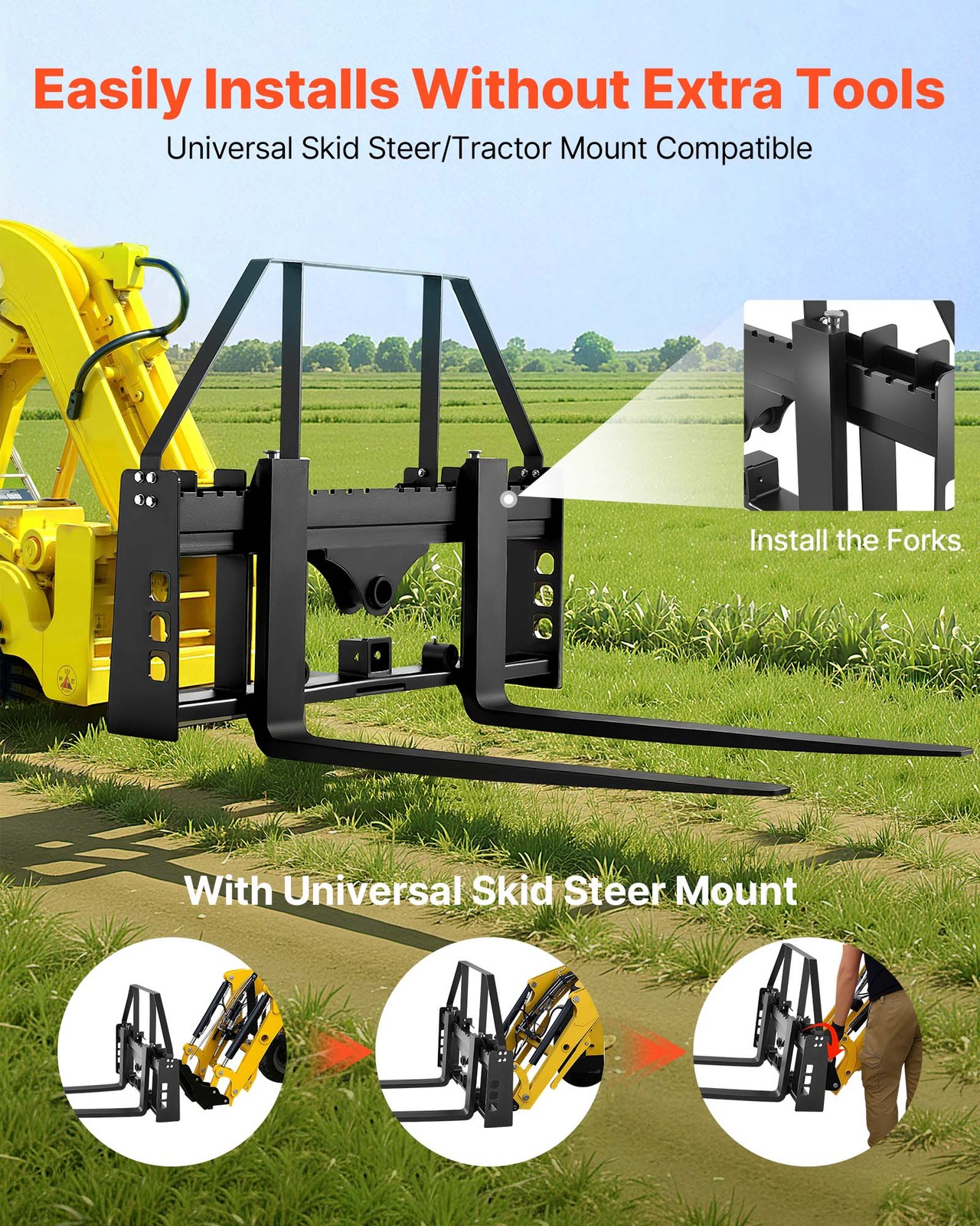 Uimoso Pallet Fork Frame Attachment with 42-Inch Forks, 4000 lbs Capacity