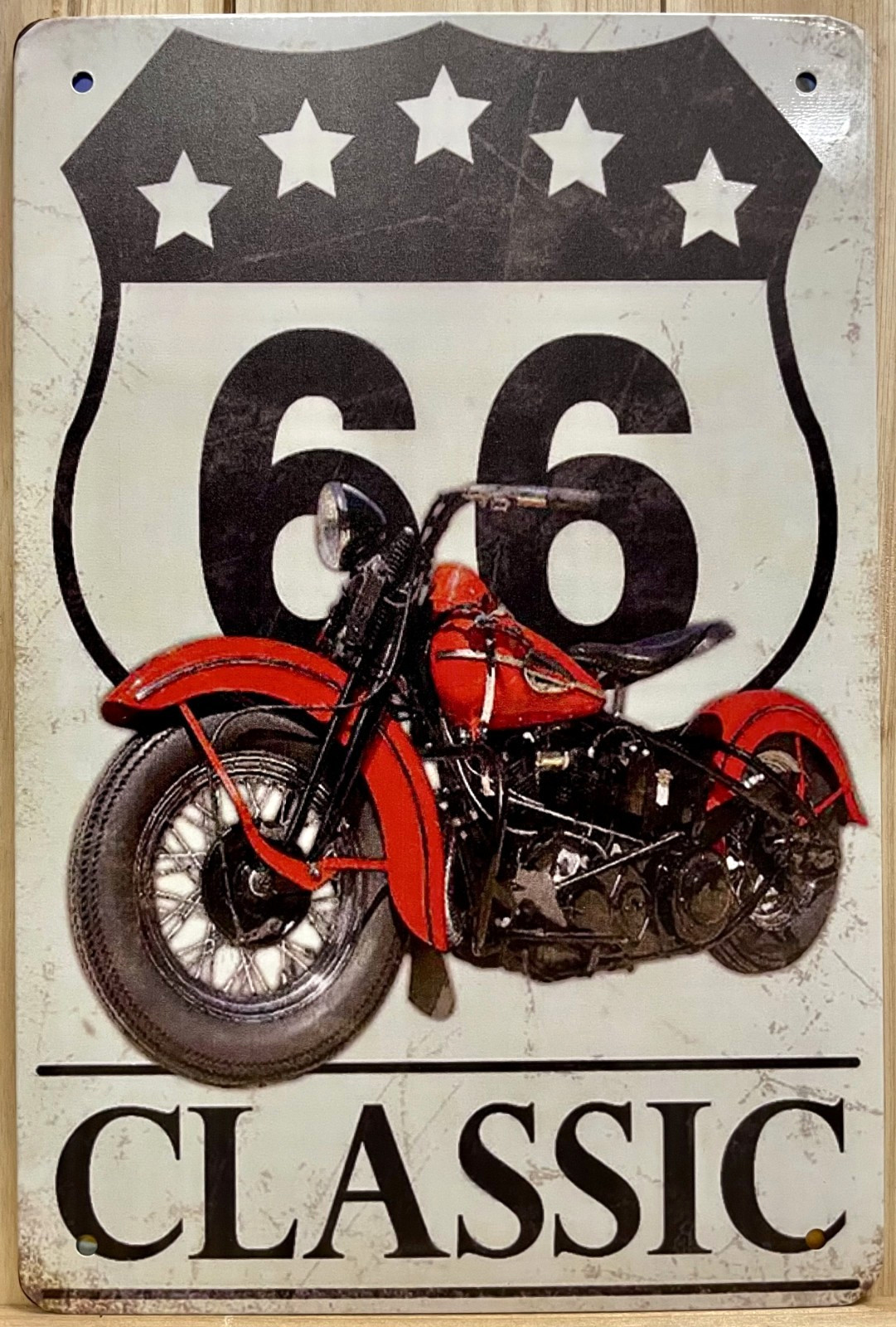 Motorcycle "Route 66 Classic" Metal Sign 12" x 8"