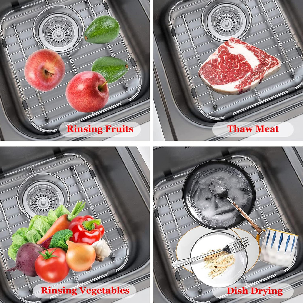 Sink Protectors for Kitchen , Universal Double Bowl Bottom Grid