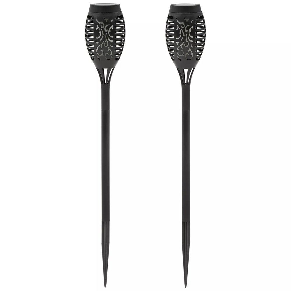 Solasa 20" Solar Powered Flashing Tiki Lights with a Dancing Flame, 2 Pack