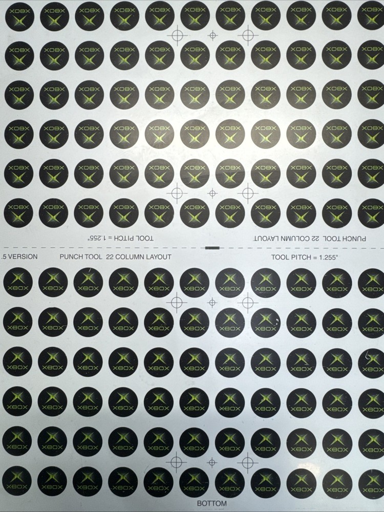 2002 Microsoft XBOX Sheet Of 264 Controller 1” Original Decals 1.5 Version 17018
