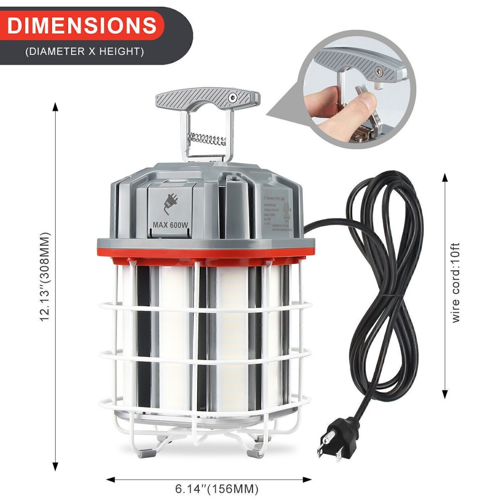 100W LED Temporary Work Light 14,500LM Linkable Construction Jobsite Lighting US