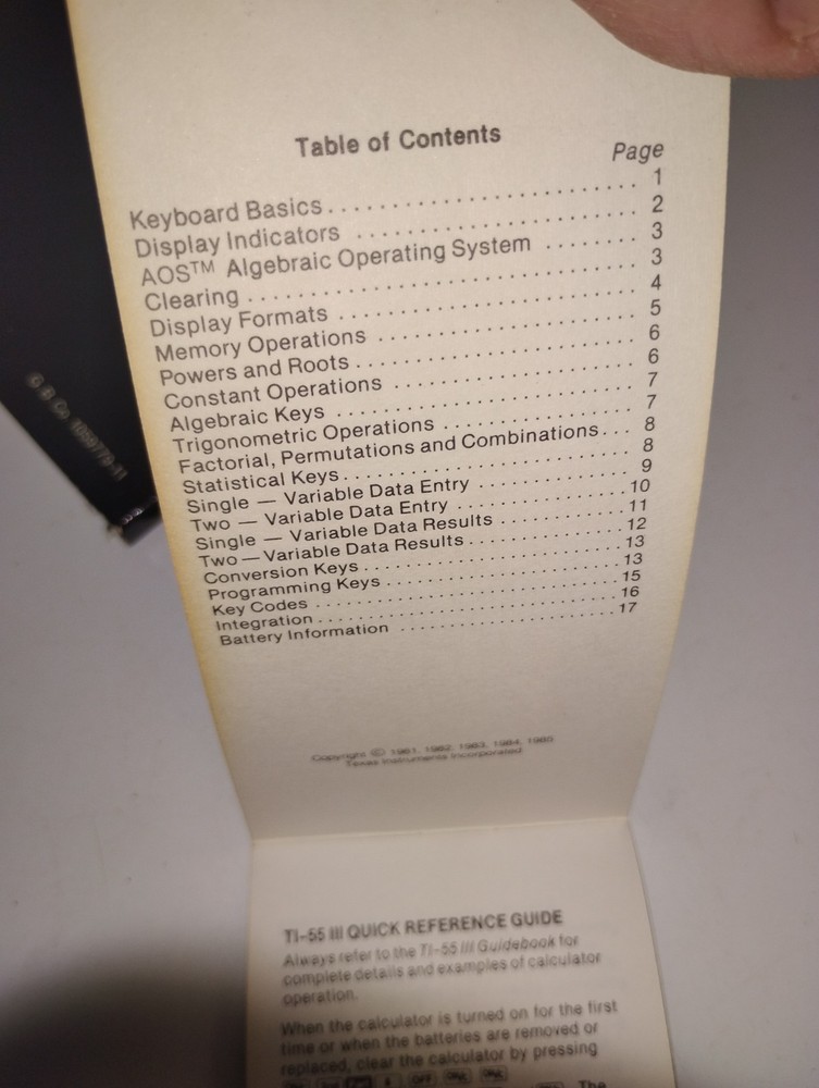 Texas Instruments Scientific: TI-55 III Guidebook & Quick Start Guide