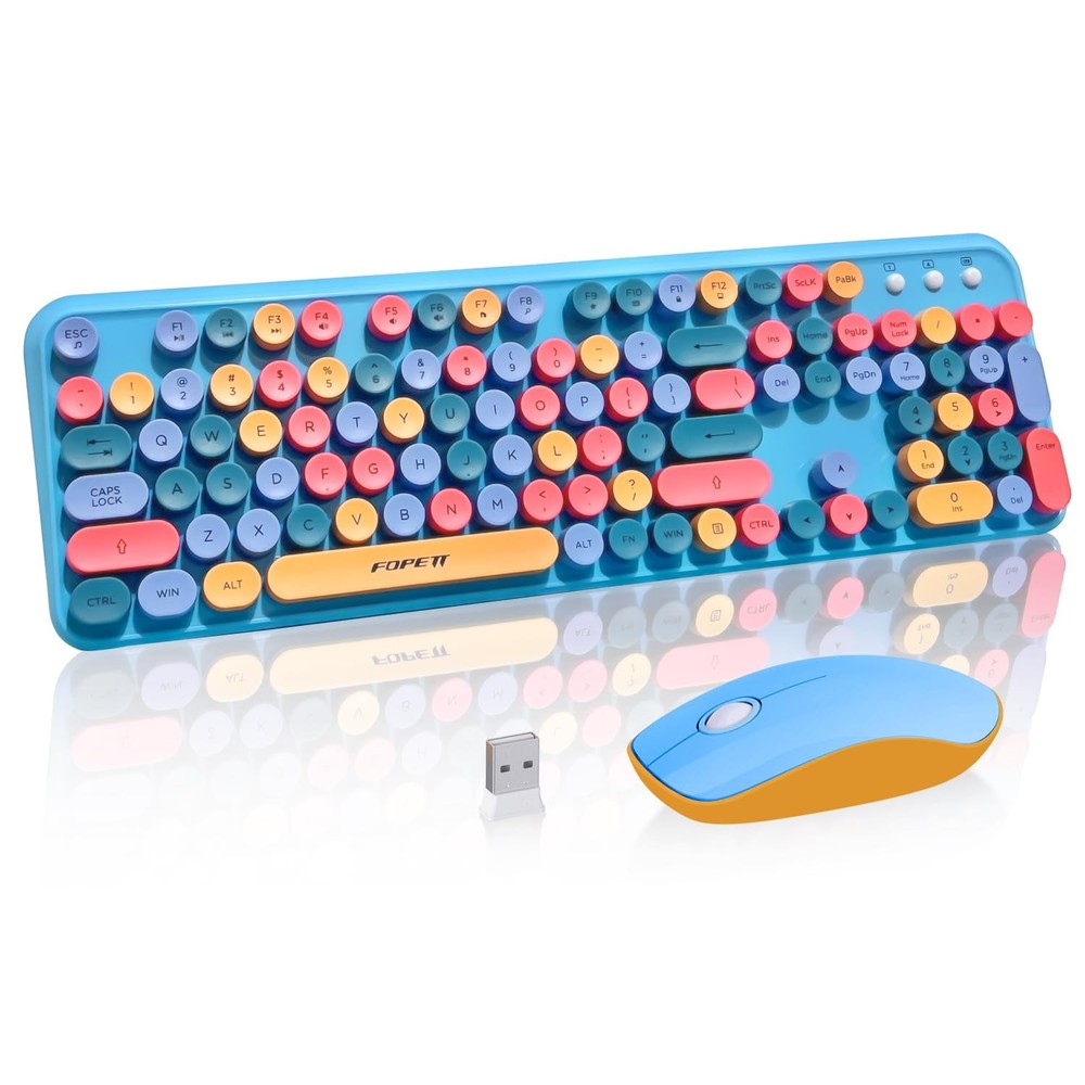 Wireless Keyboard and Mouse Combo with Switch Button- 2.4GHz Cordless Typewri...