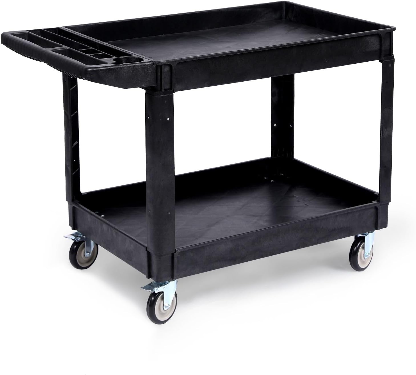 Utility Service Cart 2 Shelf 550 LBS Plastic Rolling Utility Cart with Wheels
