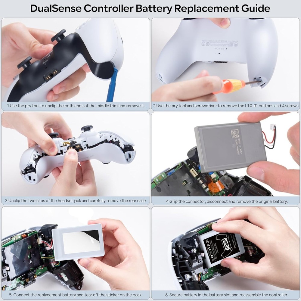 2 Pack PS5 Controller Battery Replacement 8880mWh High Capacity Rechargeable
