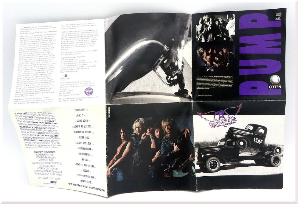 Aerosmith Pump Poster/Insert Rocknroll Artwork Replacement Paper Only 1989