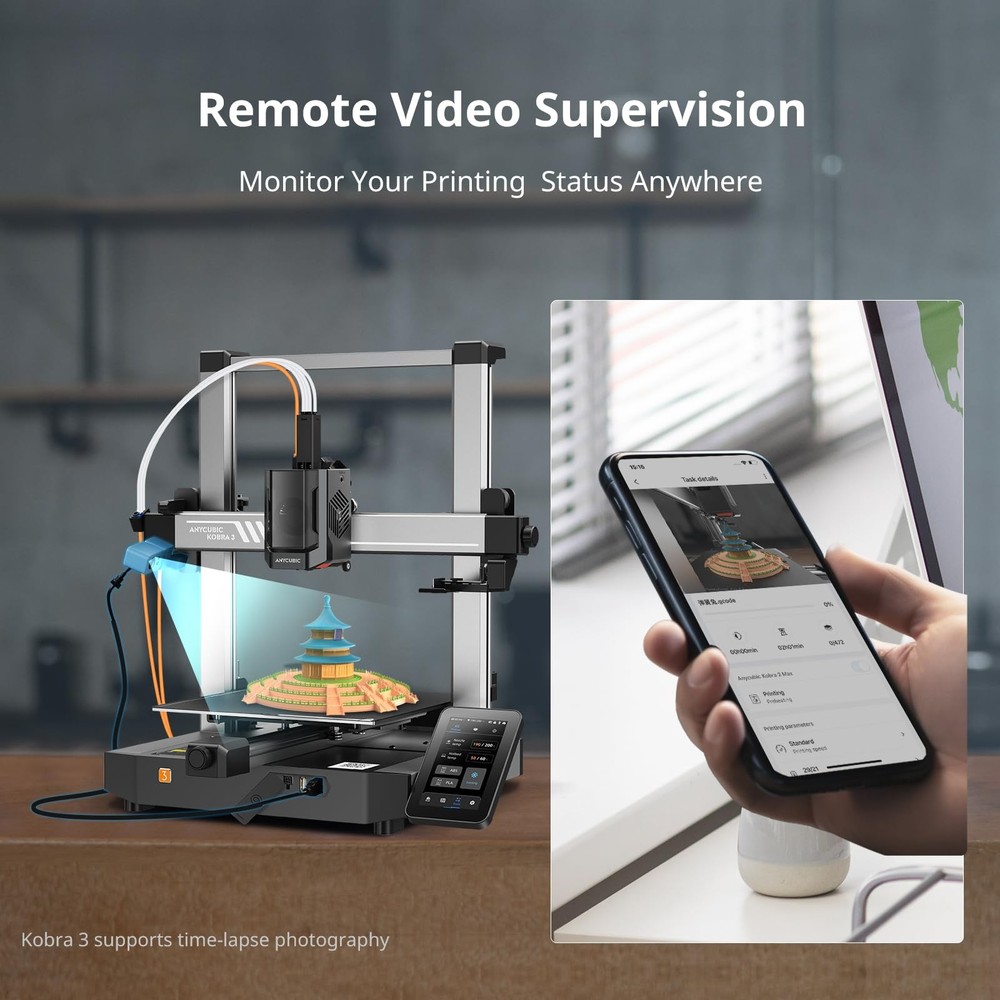 Anycubic Camera Kobra 3 3D Printer Camera, Remote and Real-Time Video...