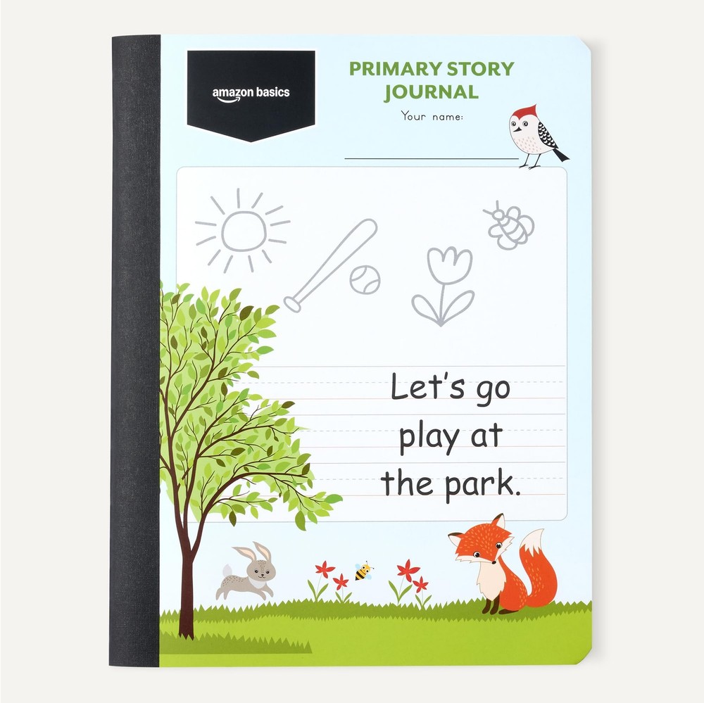 Amazon Basics Primary Composition 100 Sheets, 9.75" x 7.5", Multiple colors