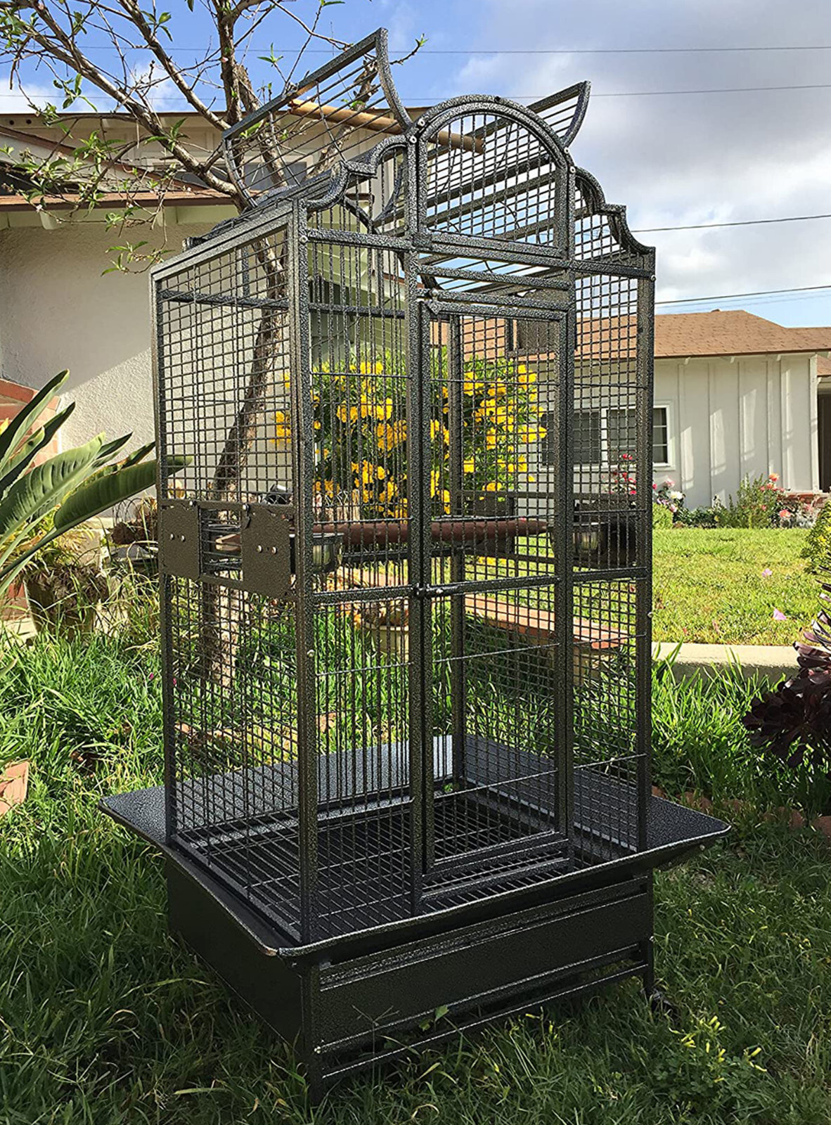64" Large Elegant Bird Parrot Open Play-Top Cage Cockatiel Macaw Conure Aviary